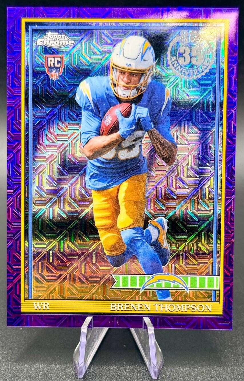Brenen Thompson 2026 Topps Flagship Rookie Card Purple Mojo /75 LA Chargers SP